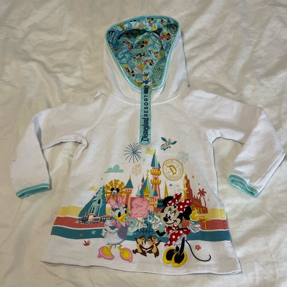Disneyland Disney Parks Minnie Mouse Castle White Hooie Sweatshirt Sweater XS - Picture 1 of 8